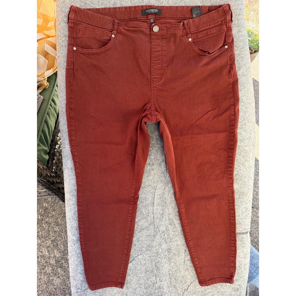 Liverpool Los Angeles Gia Glider Ankle Pull On Jeans Rust Red Plus Size 24W